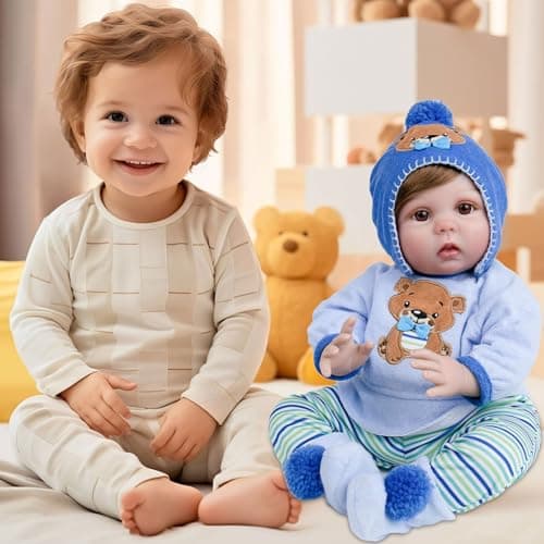Milidool Lifelike Reborn Baby Dolls -22 Inch Realistic Newborn Soft Body Boy Baby Doll Real Life Baby Dolls with Gift Box Complete Accessories Kids Age 3+ Gifts, Pretend Play, Collection - Thumbnail 2