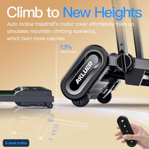 FINEHORSE Walking Pad Treadmill with 13% Auto Incline, 6 in 1 Under Desk Treadmill, 6-Level Incline Treadmills, 2.5HP Portable Treadmills for Home with 330LBS Capacity, LED Display, Remote Control - Thumbnail 4