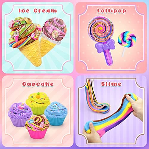 Elover Ice Cream Slime Kit for Girls and Boys Fluffy DIY Slime Toys Gifts Make Ice Cream Slimes for 6-12 Years Old Kids Girl Toys 8-10 Years Old - Thumbnail 4