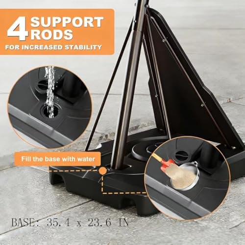 Lotfun Basketball Hoop Outdoor 44 Inch Shatterproof PC Backboard, 18" Rim, Portable Basketball Goal with Crank Adjustment & Wheels, for Teens & Adults to Enjoy Comfortable Indoor & Outdoor Basketball - Thumbnail 3