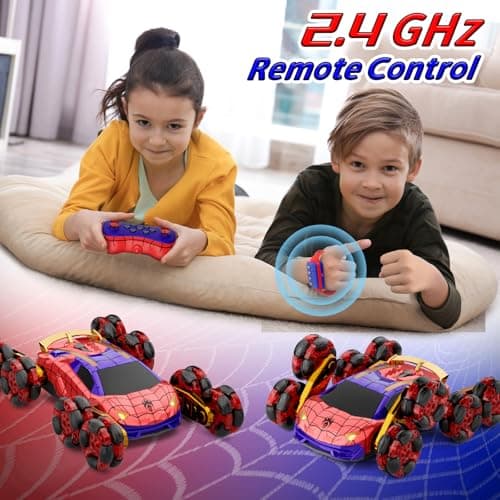 Terucle 8WD Remote Control Car, 2.4Ghz RC Cars with Spray & Cool Light, Kids Toys Electroplating Process Transform Drift Climbing Car, Boys Toys for Age 4-6 7 8-13 Year Old (red-Blue) - Thumbnail 6