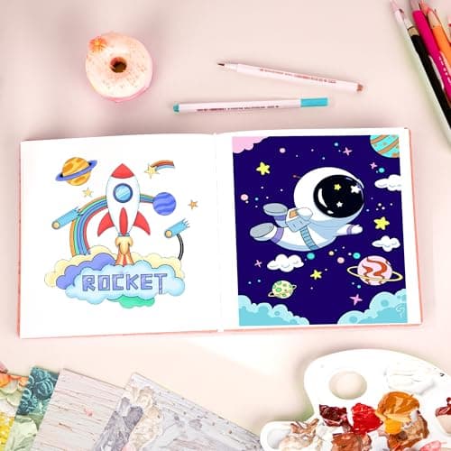 FLYING EAGLE Sketch Book for Kids 8"X 8" Small Hardcover Sketchbook for Drawing 120GSM Thick Paper, Square Art Drawing Paper 120 Pages Sketch Pad for Girls Teens,Gift Boxed, Orange - Thumbnail 5