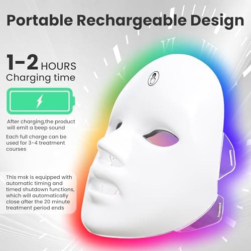 gelpal 7-1 Colors Red Light Therapy For Face，LED Facial Skin Care Mask,Red Light Mask for Face, LED Facial Mask Light,Salon or Home,White. - Thumbnail 3