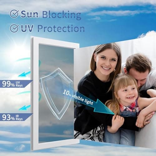 JAYONG One Way Window Privacy Film - Window Tint for Home, Heat Blocking Reflective Mirror Glass Window Film for Home Office Door, Static Cling & Anti UV, Black Silver, 29.5 x 78.7 Inch - Thumbnail 2