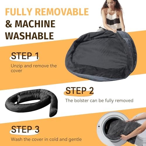 WOZOKE Orthopedic Dog Bed for Large Dogs, Waterproof Dog Bed for Large Size Dogs with Bolsters, Egg Crate Foam Sofa Bed with Washable Removable Cover & Non-Slip Bottom, Dark Grey - Thumbnail 6
