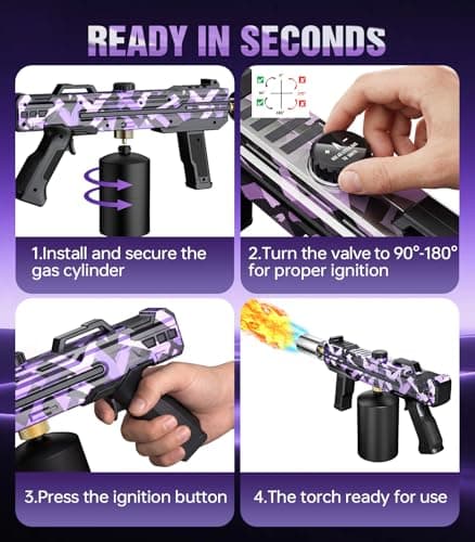 Powerful Propane Torch Gun, Kitchen cooking Torch lighter with Adjustable Flame, Flame Thrower Gun Butane Torch for Searing Steak, BBQ, Campfire, Fireplace (Tank Not Included)(Graffiti) - Thumbnail 5