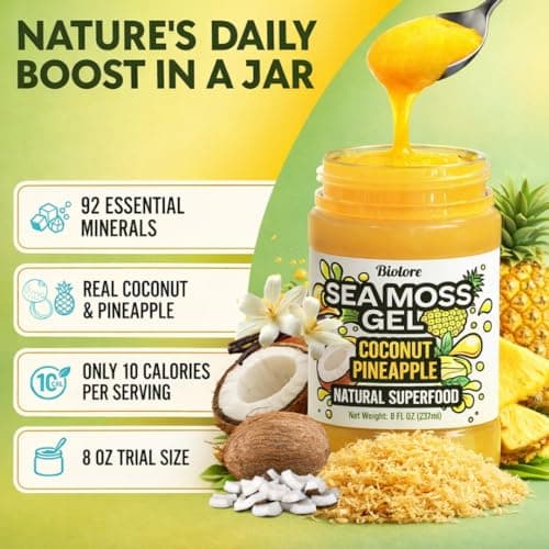 Biolore Sea Moss Gel Coconut Pinapple – Flavored Superfood with Natural Electrolytes – Wildcrafted Mango Jam Sea Moss, with Minerals, Vegan, Made in USA – 8oz Trial Size - Thumbnail 4