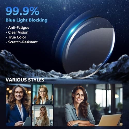 YDAOWKN Oval Blue Light Blocking Glasses for Women Men,Glasses Frame Bluelight for Gaming/Computer/Screen - Thumbnail 6