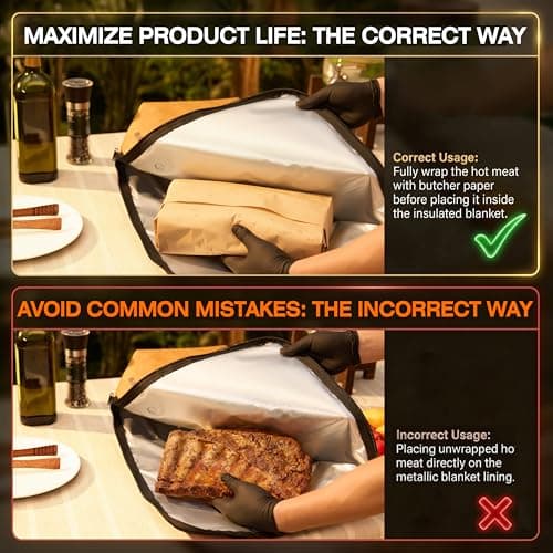 BBQ Blanket for Resting Meat with Thermometer Probe Port - Insulated Meat Resting Bag for Brisket, Pork Shoulder, Turkey - Heavy Duty Meat Resting Bag, Father's Day Birthday Gift for Men Dad Husband - Thumbnail 6