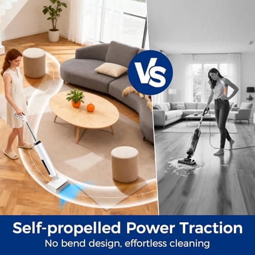 Wet Dry Vacuum Mop, 180°Lay-Flat Cordless Vacuum Mop All in One, Floor Cleaner Machine, 45 Minutes Long Runtime Electric Mop, 158℉ Self-Cleaning, Edge Cleaning, Self-Propelled Vacuum Mop Combo - Thumbnail 6
