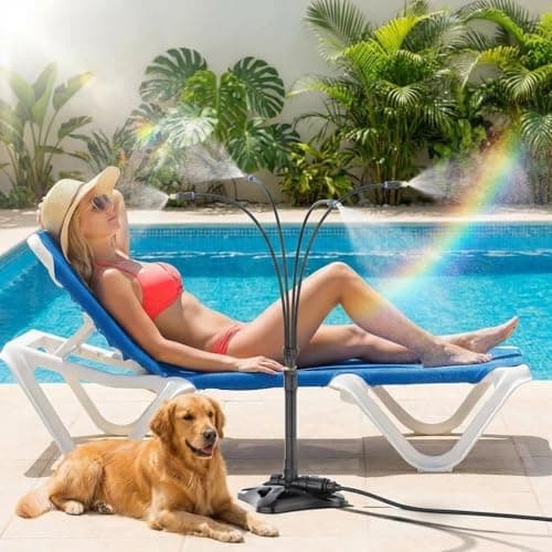 GOBRILLFUN Outdoor Standing Mister for Patio Cooling, 26.2FT Portable Misting Station, Upgraded Outdoor Misting System for Backyard, Pets, Garden, BBQ, Tanning & Poolside Heat Relief - Image 1