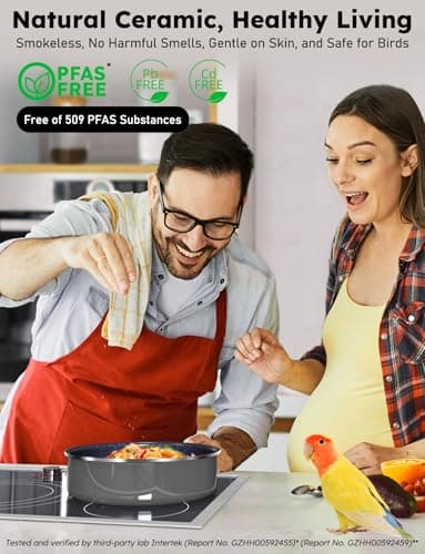 Pro DUXANO Ceramic Pots and Pans Set & 2026 Upgraded Hybrid 3-Ply Stainless Steel Frypan, 2X Non Stick, High Heat Sear, PFAS PTFE PFOA Free Non Toxic Induction Cookware,Removable Handle,Oven Safe,12PC - Thumbnail 6