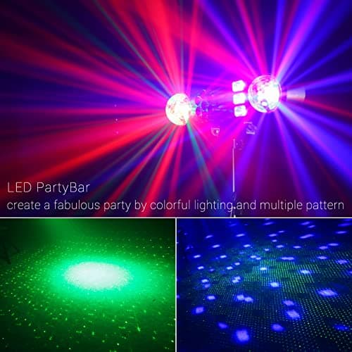 Telbum DJ Lights with Stand, 5 in 1 Party Bar Light Set with Rotating Ball, Strobe, UV, Colorful LED Par Light and Pattern, Sound Activated DJ Lighting System for Disco Stage Gig Band Wedding - Thumbnail 2