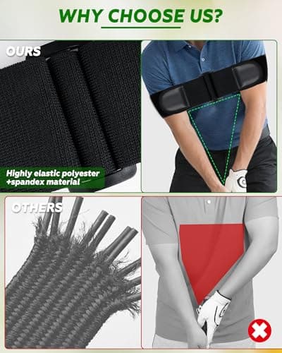 BIG TEETH Golf Swing Arm Band Trainer, Upgrade Adjustable Golf Swing Training Aid Arm Band, Eliminate Chicken Wing Straight Swing Golf Accessories Practice Equipment Gifts For Men Women Beginner - Thumbnail 3