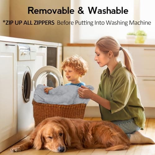 MEKIY Dog Bed Cover Washable Dog Beds Replacement Triangle Bed - Waterproof Removable Cover, Gray 35" x 35" - Thumbnail 3