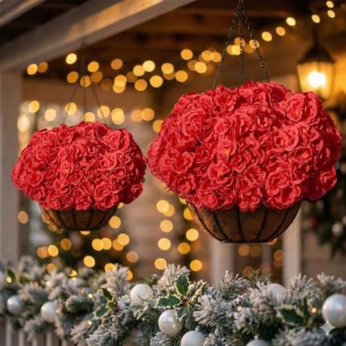 AMORISE 12 Bundles Artificial Geranium Flowers for Outdoor, Fake Silk Red Geraniums Flower, UV Resistant Look Real Faux Plants for Front Door Garden Porch Patio Balcony Yard Indoor Home, FF20, Red - Thumbnail 6