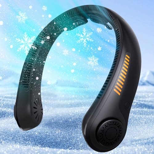 Portable Neck Fan - Rechargeable Personal Fan with Neck Support, 5-Speed Quiet Lightweight Long Lasting Neck Fan, Battery Operated Full Surround Cooling for Travel, Valentines Day Gifts for Him Her - Image 1