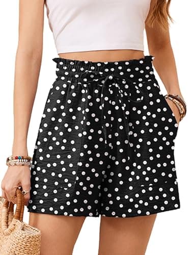 KORSIS Women Shorts High Waist Elastic Summer Lounge Casual Beach Vacation Work Loose Trousers with Pockets Black XL - Image 1