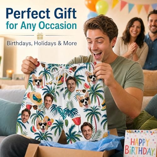 Personalized Photo Mens Swim Trunks, Custom Funny Hawaiian Board Shorts, Lightweight Loose Fit Swim Shorts Ideal Gift for Husband Boyfriend Father - Thumbnail 6
