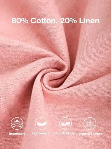JEMLDL Men's Guayabera Cuban Shirt Cotton Linen Short Sleeve Embroidered Casual Summer Beach Vacation Shirts Flamingo Pink 3XL - Thumbnail 6