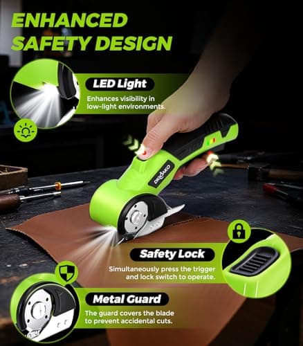 Cardboard Cutter - Rechargeable Cordless Electric Scissors, 4V Duty Electric Box Cutter for Cardboard, Safety Lock & LED Light, Powerful Cutting for Carton Carpet Plastic Fabric Leather - Thumbnail 2