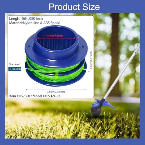 4PC Replacement AS1300 Blue Spool for EGO ST1500 ,ST1500-S,ST1500SF,ST1502SA,ST1502XY,ST1504SF (Use AH1300 head) 15-Inch Trimmer, Trimmer Spool for Kobalt 24V KST 2224B-03,KST 1124B-03,KST 2024A-03 - Thumbnail 4