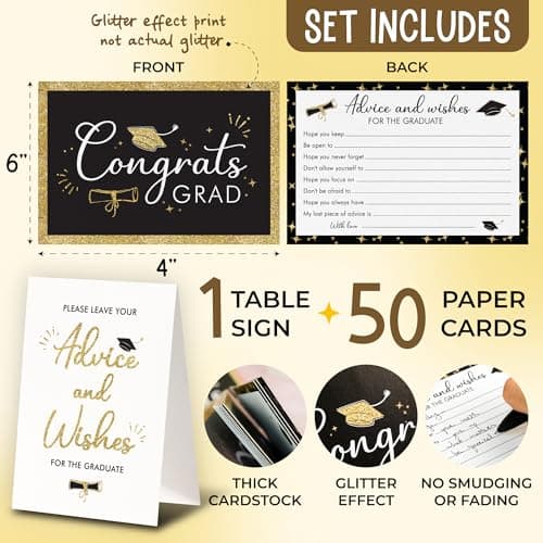 STOFINITY Graduation Advice Cards 2026-50 Pcs Well Wishes And Advice For The Graduate, Grad Party Decorations 2026 Ideas, High School Graduation Party Favors Supplies, College Grad Games Activities - Thumbnail 2