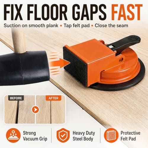 Floor Gap Fixer Tool,Heavy Duty Laminate Floor Suction Cup Tool for Wood,Vinyl & Tile Flooring,Enhanced Vacuum Suction Gap Repair Tool with Anti-Slip Grip,Flooring Installation Accessories (Orange-1) - Thumbnail 3