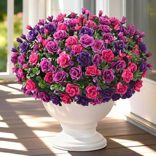 Yastouay Artificial Flowers for Outdoors Decoration, 4 Bundles UV Resistant Fake Outdoor Flowers, Realistic Artificial Plants & Flowers Faux Flowers for Garden Porch Window Box Outdoor Decor (Mixed)