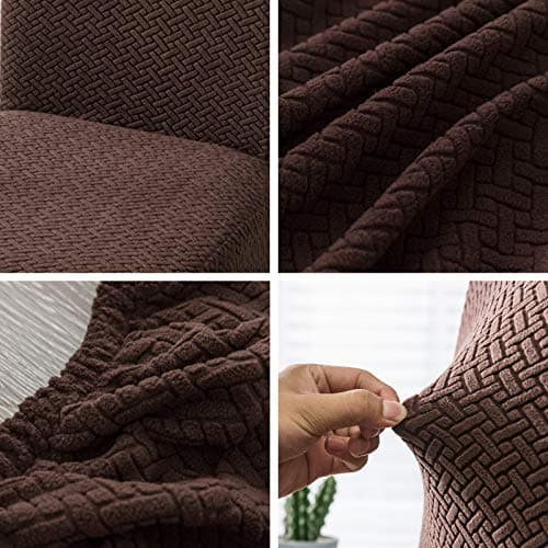 Genina Chair Covers for Dining Room Chair Covers Dining Chair Slipcovers Stretch Kitchen Parsons Chair Cover (Chocolate, 6 PCS) - Thumbnail 5