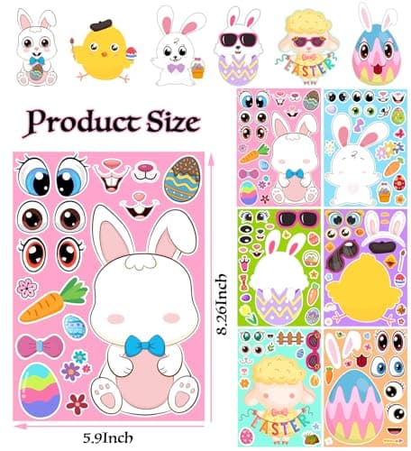 Easter Stickers - DIY Happy Easter Egg Bunny Sticker for Kids, Easter Crafts Stickers Kids Game Toys Gift Party Favor Supplies(24 Sheets) - Thumbnail 3