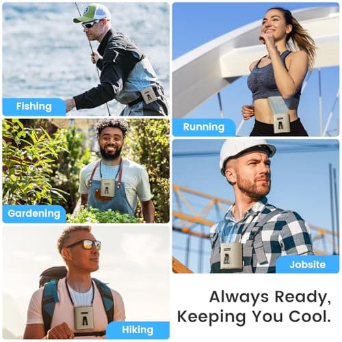 KIBEE Portable Waist Fan with LED Light, 5 Speeds 12500RPM Strong Airflow, Personal Clip Belt Fan [Max 29H Working Time], Hands-Free Neck Fan, Wearable Fan for Outdoor/Hiking/Jobsite/Farms - Champagne - Thumbnail 5