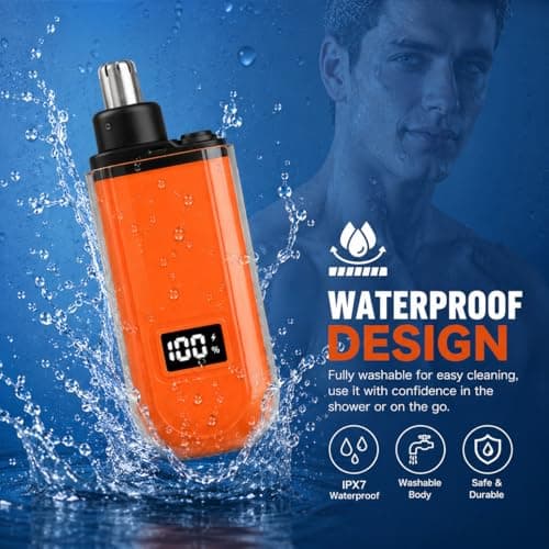 JERBEST Electric Nose Hair Trimmer for Men Women, Rechargeable Mini Travel Trimmer for Nose and Ear Hair Clippers Portable Trimming with LED Display, Father’s Day Gift - Thumbnail 6