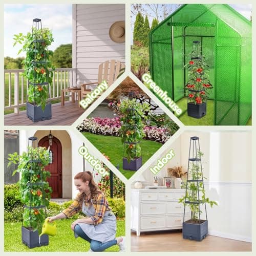 Self Watering Tomato Planter for Growing Tomatoes - 55" Raised Garden Bed Planter Box with Trellis for Climbing Plants - Tomato Support Cage for Vine Vegetables Flowers Greenhouse Indoor Outdoor - Thumbnail 6