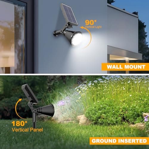 APOMAO Solar Spot Lights Outdoor, 36 LEDs 1000LM Adjustable Solar Lights Outdoor Waterproof, 2-in-1 Solar Powered Spotlights Landscape Lighting for Garden, Yard, Pathway- 4 Pack (Cool White) - Thumbnail 5