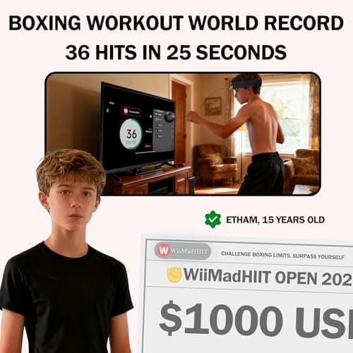 WiiMad Boxing Reflex Ball with Punch Counter App, Punching Ball with Headband, Workout Toy for Kids Teen Adults, Hand Eye Coordination Training | Boxing Equipment, Home Fun Punch Game - Thumbnail 2