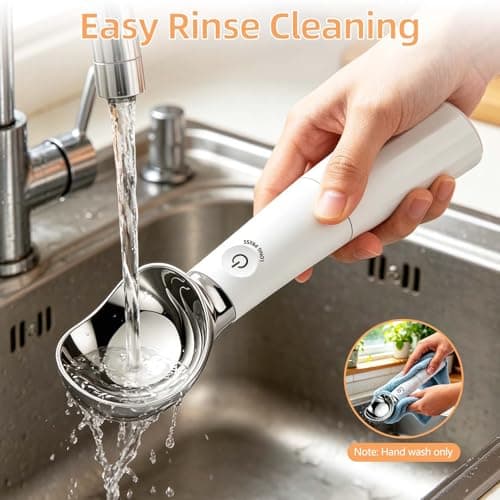 KEHFPMW Heated Ice Cream Scoop Rechargeable, 30s Rapid Heating Electric Scooper to 158°F with LED Display, IP65 Waterproof & Easy to Clean, Smart Touch Safety Lock for Hard Gelato & Cookie Dough,White - Thumbnail 3