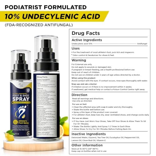 Foot Cure Shoe Deodorizer Spray - Tea Tree & Citrus Shoe Deodorizer for Smelly Feet, Athletes Foot Spray Odor Eliminator and Sweat Control | Removes, Controls & Prevents Odors - 120ml Made in USA - Thumbnail 6