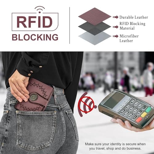 Tipmile Small Wallet for Women Bifold RFID Blocking Card Holder Leather Wallets with Zipper Coin Pocket - Thumbnail 3