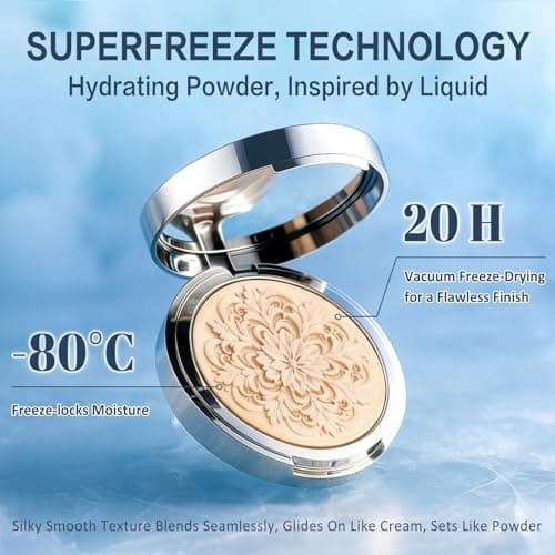 SuperFreeze Pressed Setting Powder, Freeze-Dried Skincare Powder for All-Day Oil Control, Pore-Blurring Matte Finish with Hyaluronic Acid & Niacinamide, Smooth Crease-Resistant Compact (Natural) - Thumbnail 3