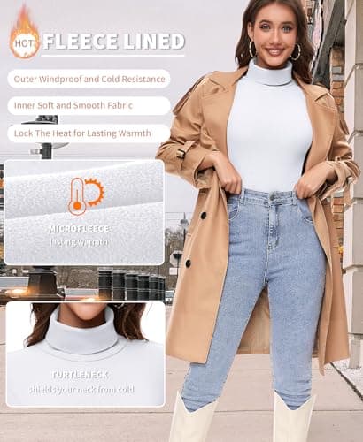 Ganado Long Sleeve Shirts for Women Turtleneck Thermal Shirt Layering Basic Tops Fitted Plain Undershirts (White, XX-Large) - Thumbnail 4