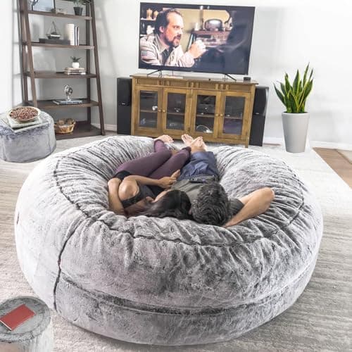 WFJOPR Bean Bag Chair for Adults Kids Oversize Giant Beanbag Chair Cover Without Filler Round Fluffy Comfortable Big Bean Bag Couch Chairs for Bedroom Lounge Large Sofa Sitting Chair,5FT Light Grey - Image 1