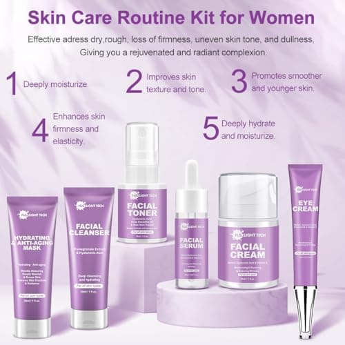 Skin Care Set,6 Pcs Anti-aging Skincare w/Korean Retinol,Hydrate, Moisturize Self Care Facial Skin Care Routine Kit Women Teen Girls Travel Skincare Gift Set,Valentines Birthday Gift for Women Her Mom - Thumbnail 5