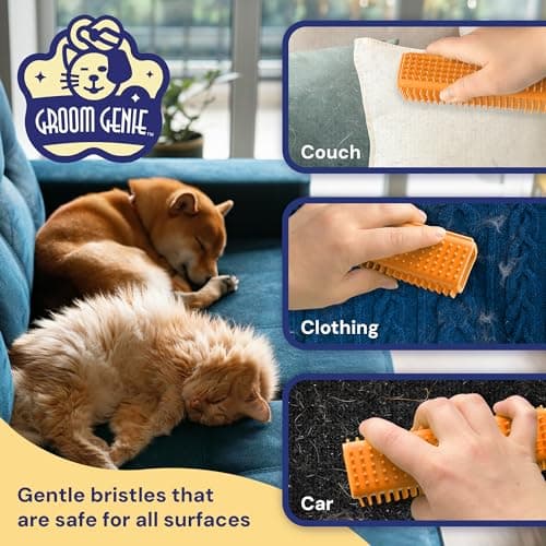 Groom Genie Magic Pet Hair Block Brush (Canyon Orange) | Ultimate Dog & Cat Hair Remover for Sofa, Furniture, Carpet, Bedding, and Clothing | Reusable, Durable, and Easy to Use - Thumbnail 3