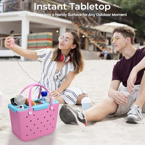 ZYTONGMAO Topper Tray for Bogg Bag Large Only – Waterproof EVA Table Top Organizer Lid with Cup Holder, Snack, Phone & Drink Holders for Beach, Pool, Picnic, Travel (Blue) - Thumbnail 5