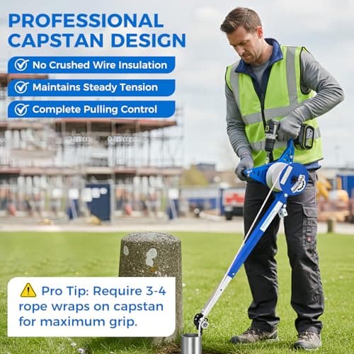 Handheld Cable Puller - Drill Powered Wire Tugger with 1000lb Pulling Force - Features Adjustable Telescoping Boom Arm & Universal Conduit Head - Heavy Duty Electrician Tool for 1/2" to 4" Wire Runs - Thumbnail 5