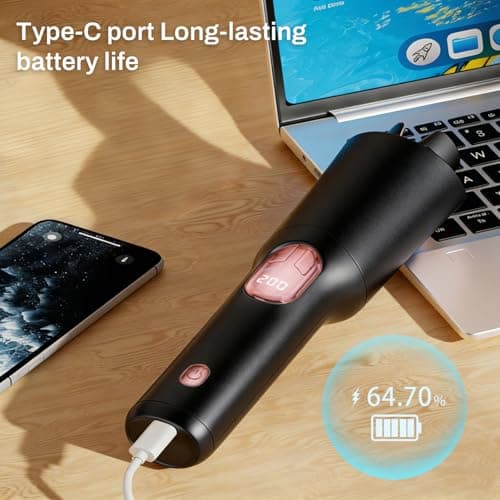 UOEPOWA Automatic Rotating Wireless Curling Iron, USB-C Rechargeable, Negative Ion Ceramic, Anti-Burn & Anti-Tangle, Ideal Choice for Women, Space-Saving Portable Design for Home & Travel(Black) - Thumbnail 6