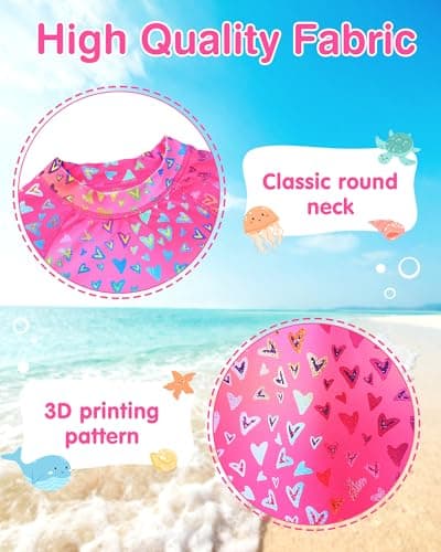 XFGIRLS Girls Rash Guard Set Long Sleeve Two Piece Swimsuit with UPF 50+ Sun Protection for Girls 5T 6T - Thumbnail 3