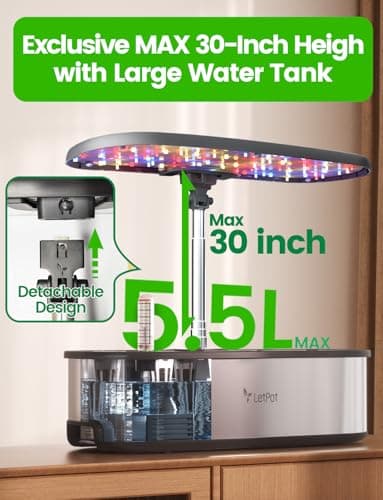 LETPOT LPH-SE Hydroponics Growing System, 12 Pods Smart Herb Garden Kit Indoor, Indoor Garden, APP & WiFi Controlled, with 24W Growing LED, 5.5L Water Tank, Pump System, Automatic Timer - Thumbnail 6