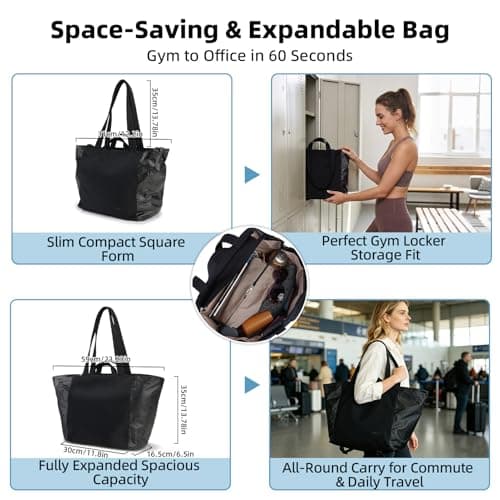 Laimeiwee Tote Bag for Women, Lightweight Gym Travel Bags with Yoga Mat Strap, Wet Pocket, Shoe Bag & Cosmetic Pouch, 3-PC Set Versatile Tote for Workout Fitness Pilates Swimming Work Stylish Handbag - Thumbnail 3